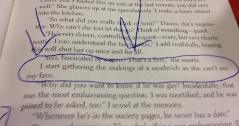 Judging by this sentence, the author of "Fifty Shades of Grey" seems to have followed my advice to sneak past writer's block by writing the worst sentence imaginable.